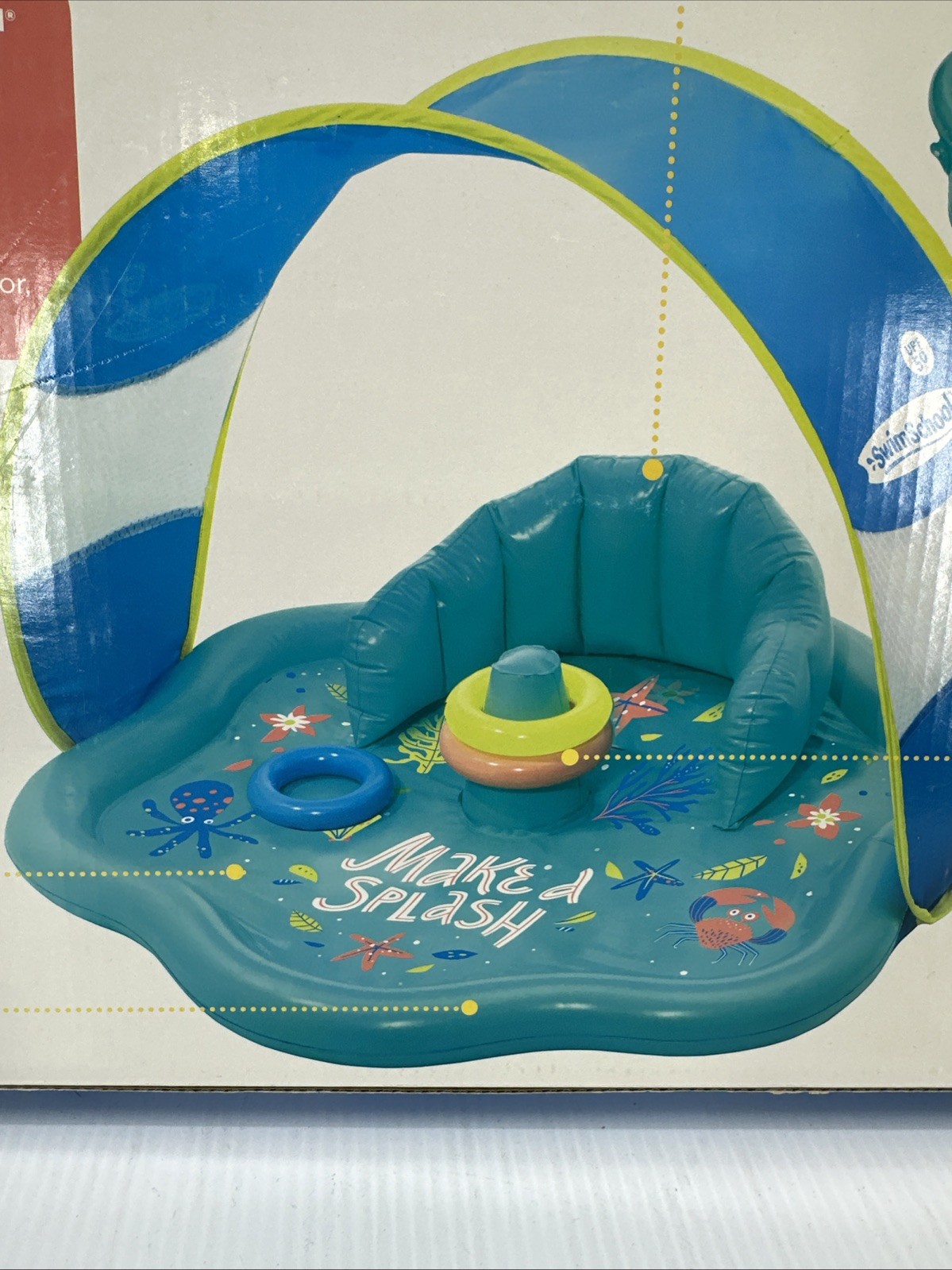 Stack N' Play Teal Inflatable Splash Mat with Removable Canopy 28" By SwimSchool