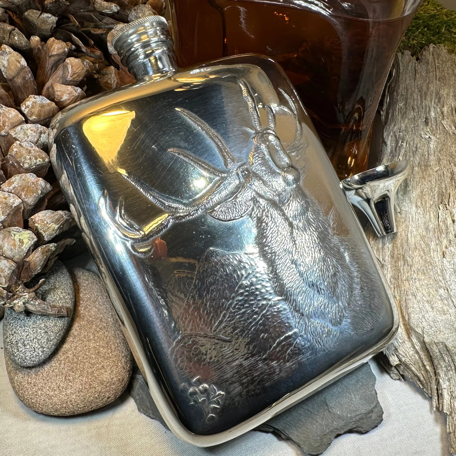 Stag Pewter Hip Flask Hunting Hunter Whisky Lover Mens Gifts