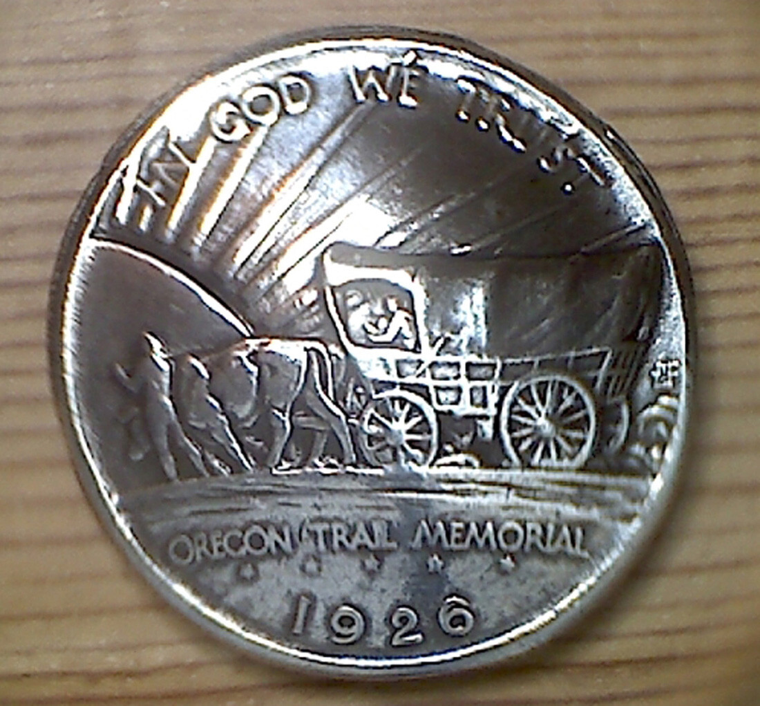 1926 OREGON TRAIL  MEMORIAL CONCHO Half-Dollar Reproduction 1  1/4 in. [Wagon]