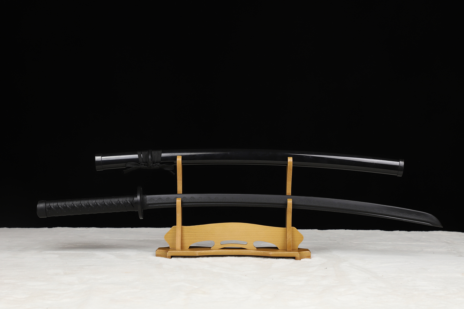 2-Tier Sword Stand for Display Japanese Samurai Katana Sword Holder Yellow Wood