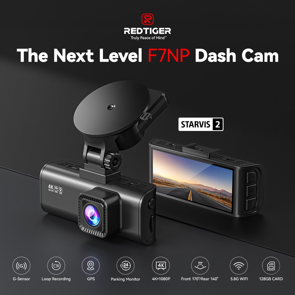 REDTIGER F7NP 128G 4K Dash Cam Front Rear Dash Camera Package combination series