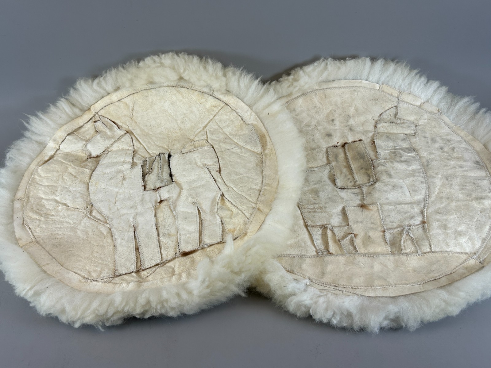 Set of 2 Alpaca Fur Round Rug Wall Hanging Decoration Pillow Cover 18" Peru