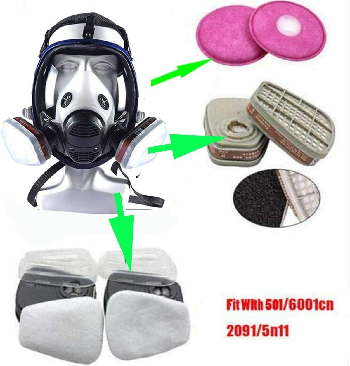 17 in 1 Full Face Gas Mask Facepiece Respirator For Painting Spraying 6800 Serie