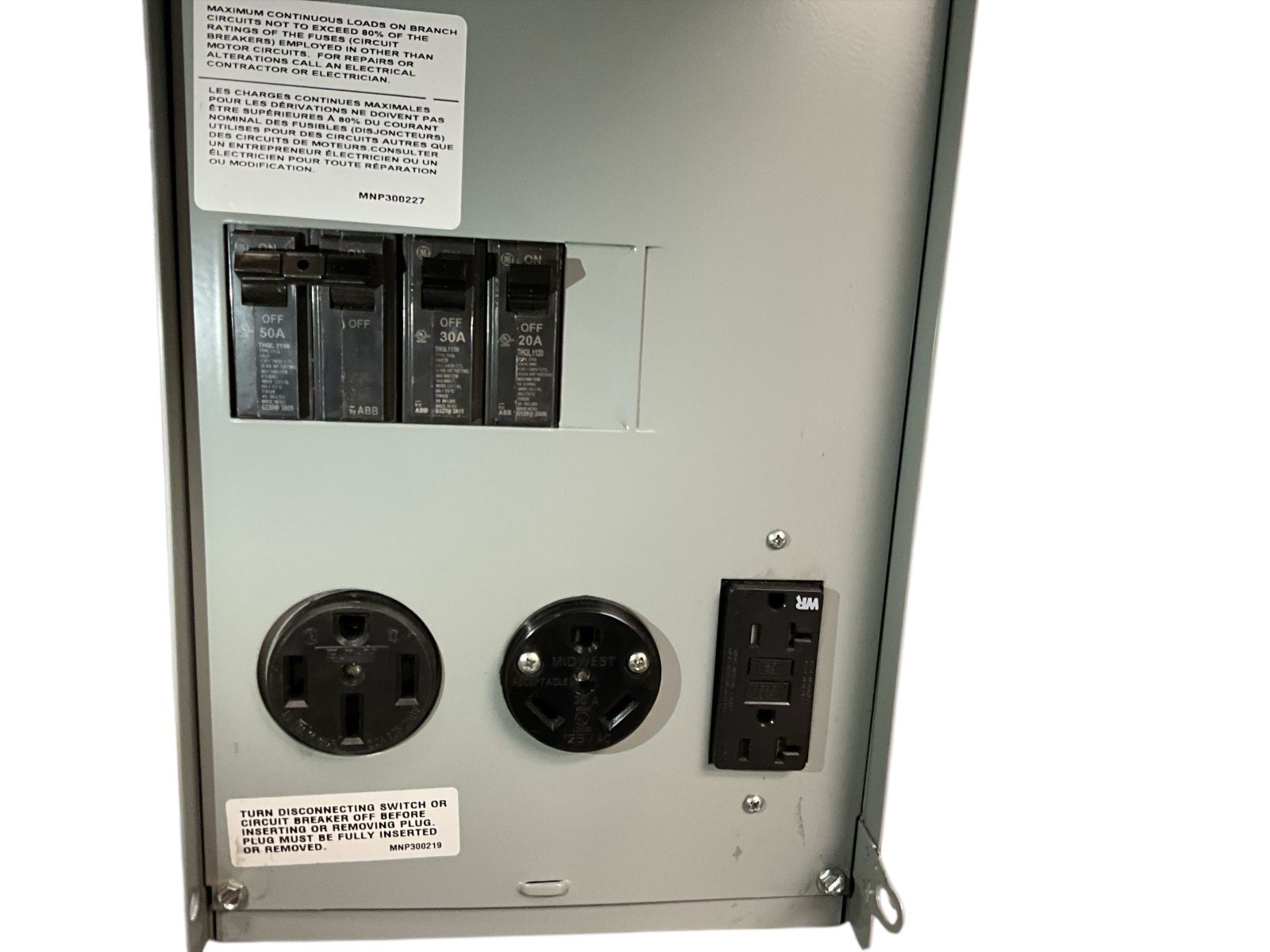 RV Pad Mount Pedestal with Back to Back 50 and 30 Amp RV Receptacles and a 20 Am