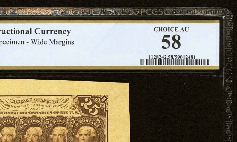 FR# 1282 Fractional 1862 Currency 25c Civil War FIRST Issue Obv Specimen PCGS 58