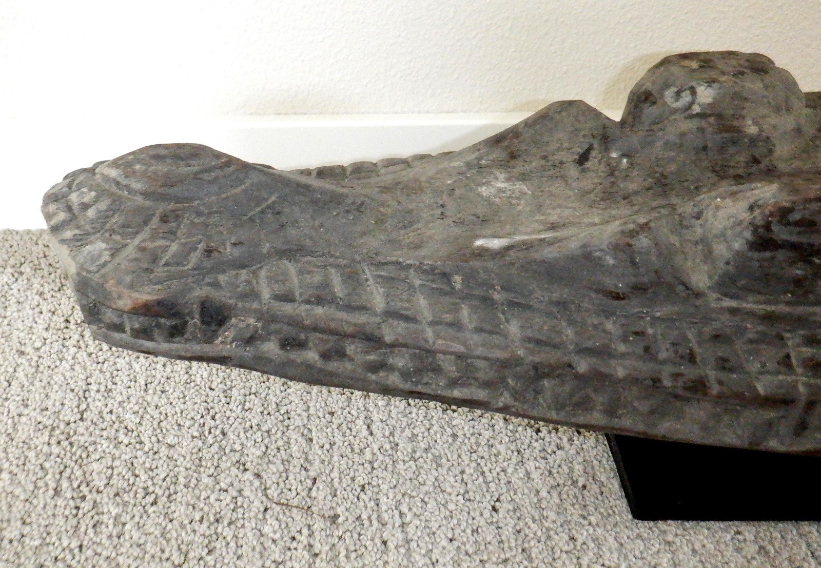 Sepik River Papua New Guinea Carved Canoe Prow, 20 inch on metal stand