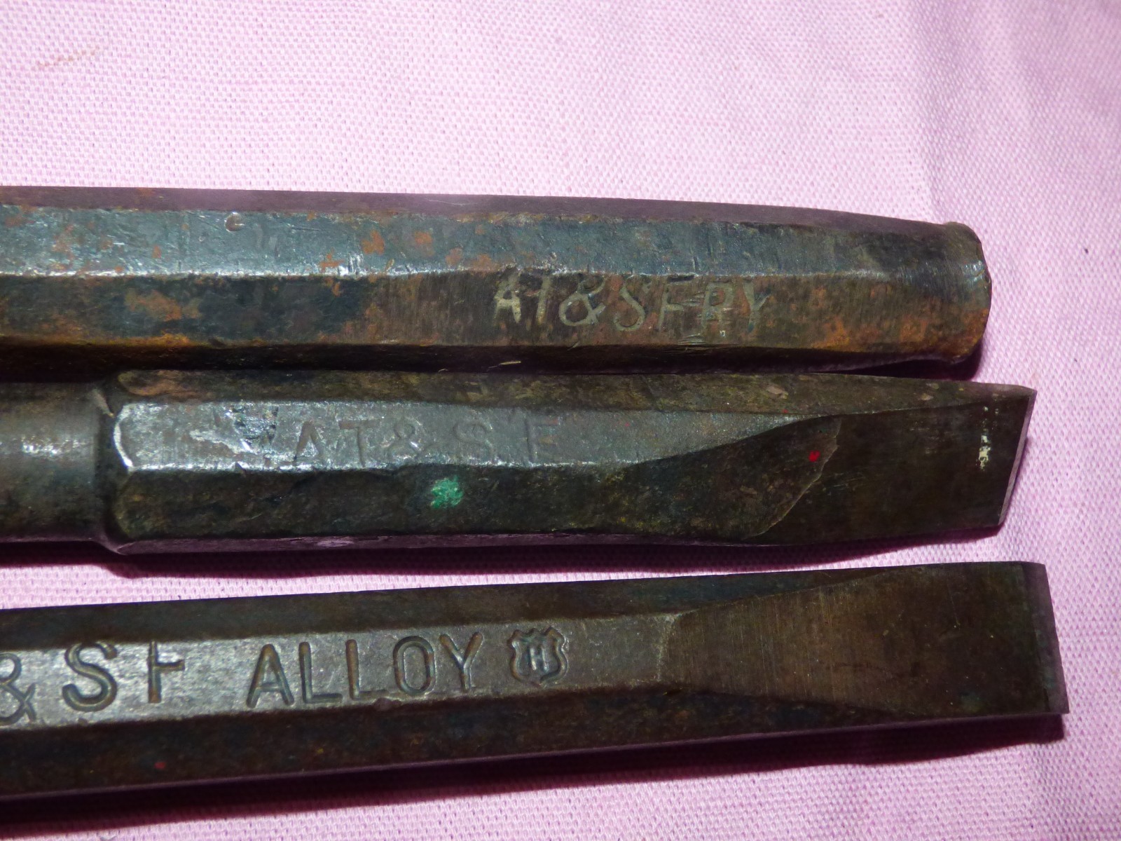 AT&SF Railroad chisel tools lot of 3 used hand tool set