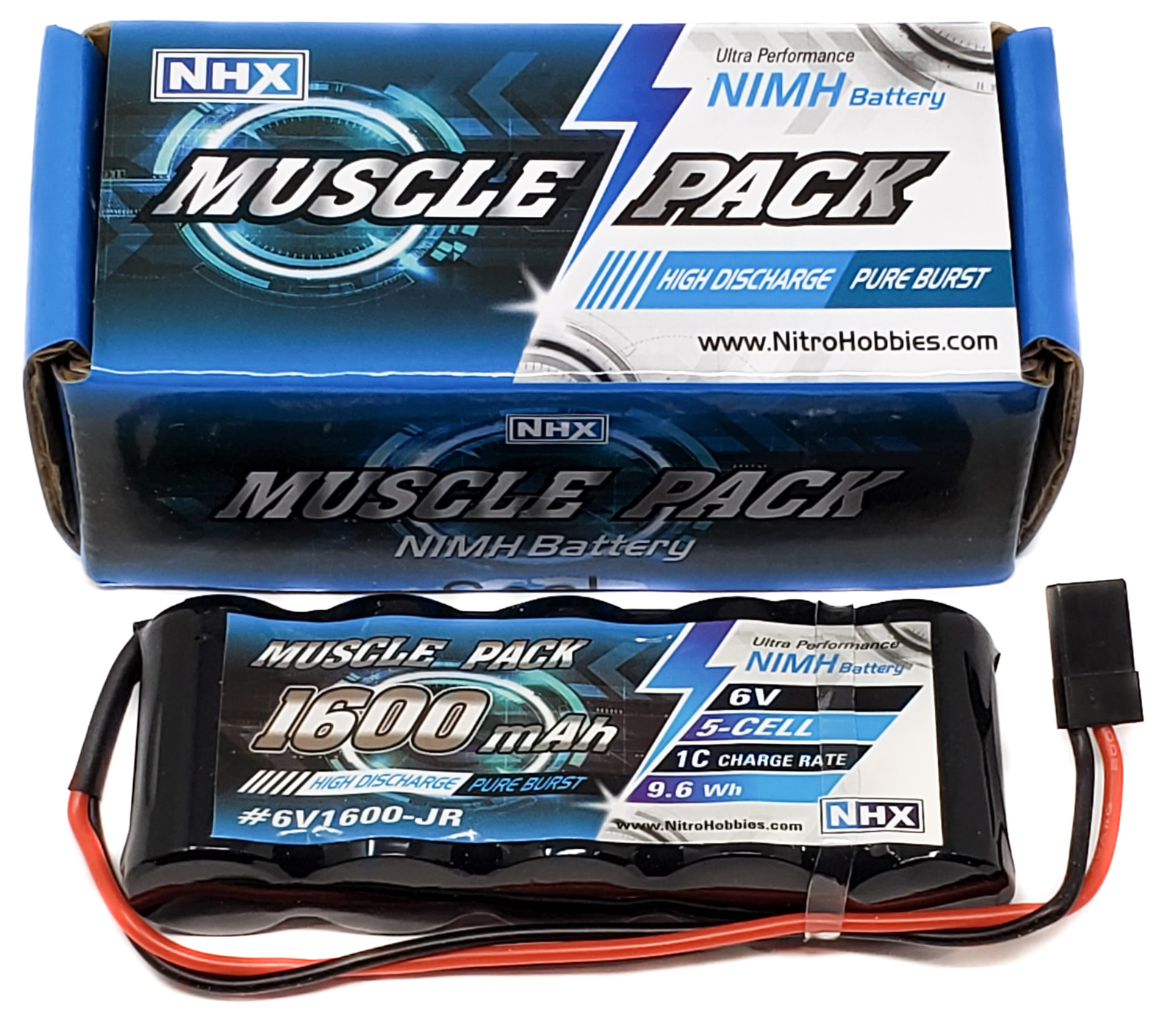 NHX Muscle Pack 6V 1600mAh 5-Cell Nimh Flat Battery w/ JR Connector