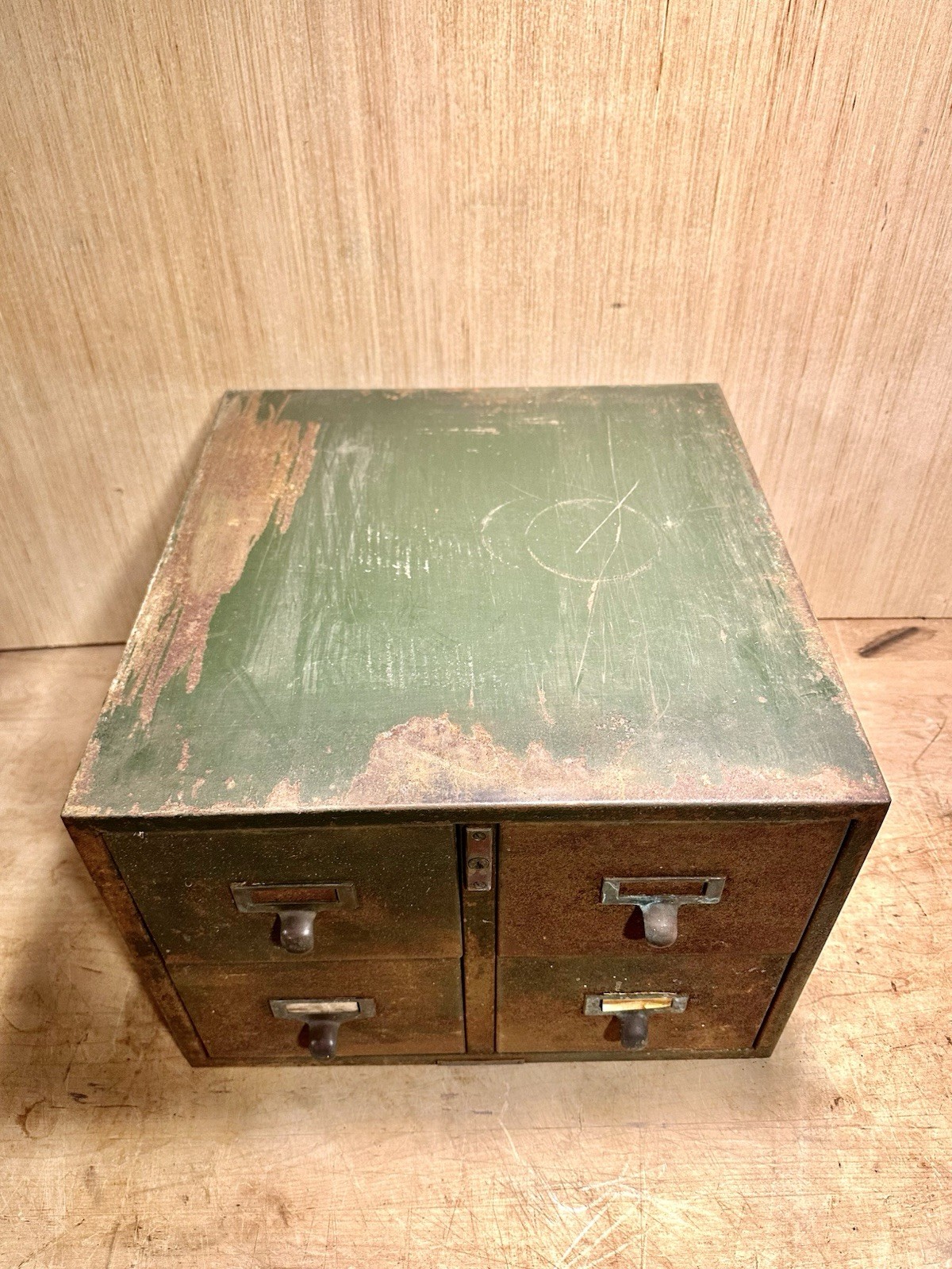 Vintage Library Bureau Sole Makers 4 Drawer Industrial Card Catalogue Box
