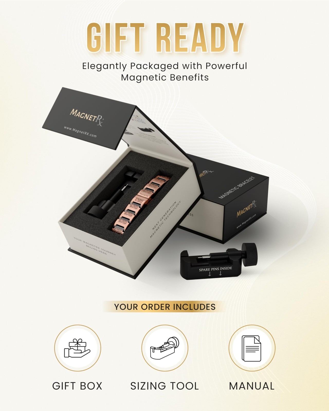 MagnetRX® Copper Bracelet for Men EllipseMAX 5X Strength Magnets (Viking Style)