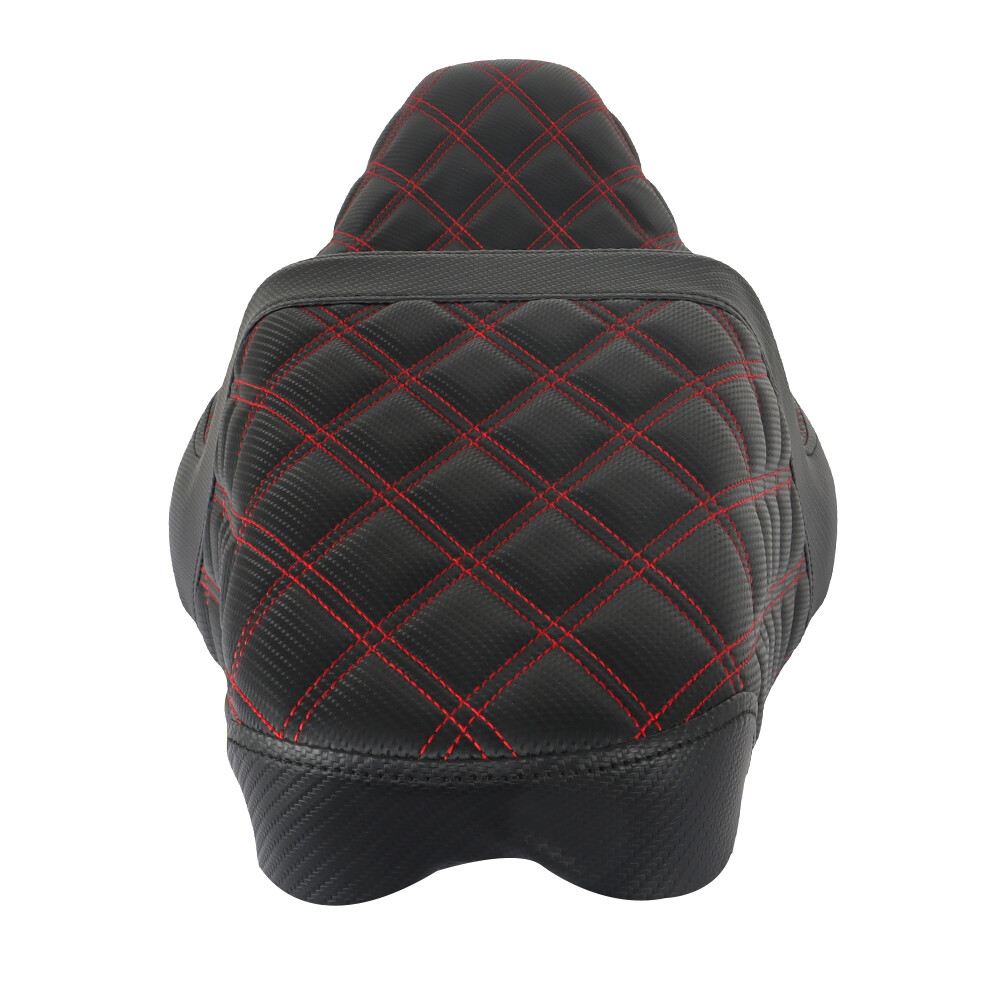 Red Lattice Stitch Step-Up Seat For Touring Road King Electra Street Glide 08+
