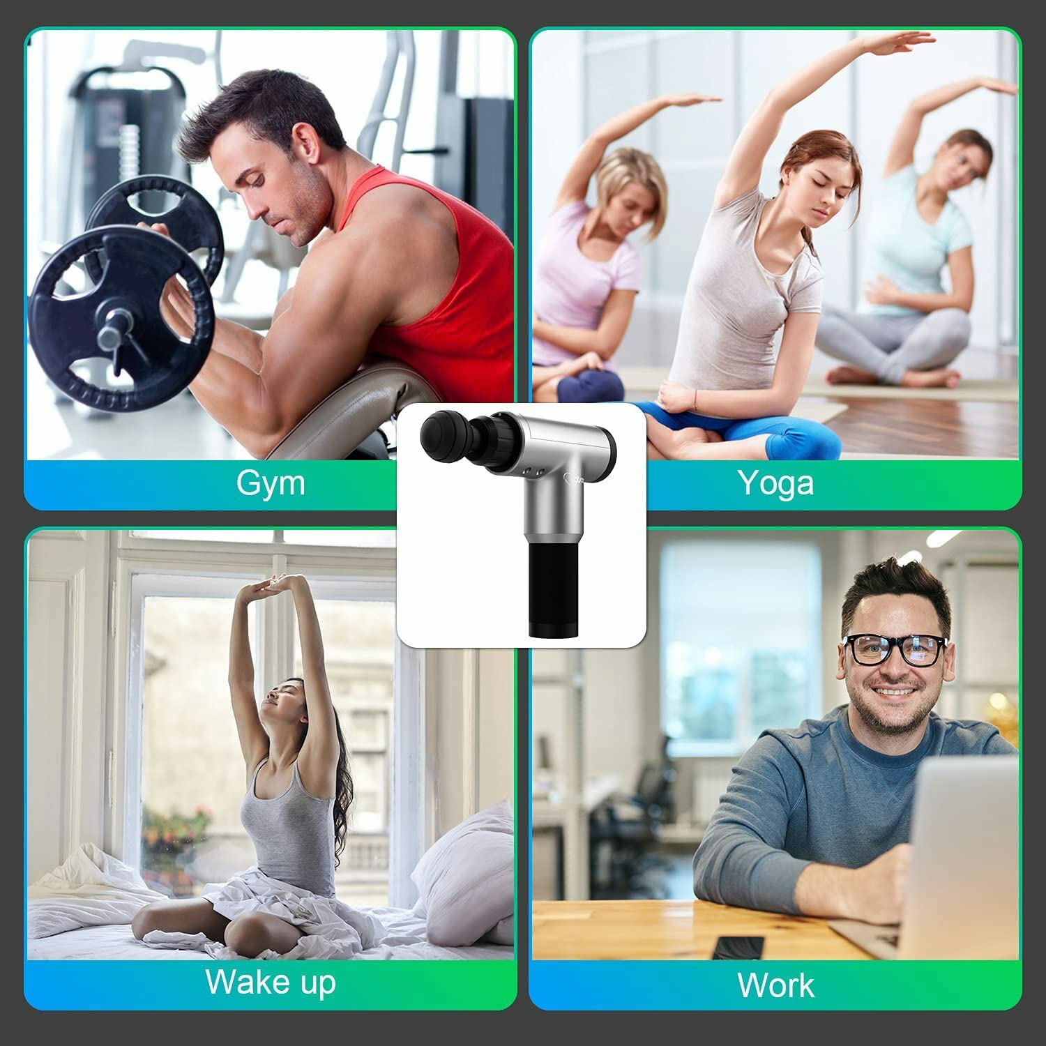 6 Speeds Massage Gun, Cordless Handheld Deep Tissue Muscle Massager Super Quiet