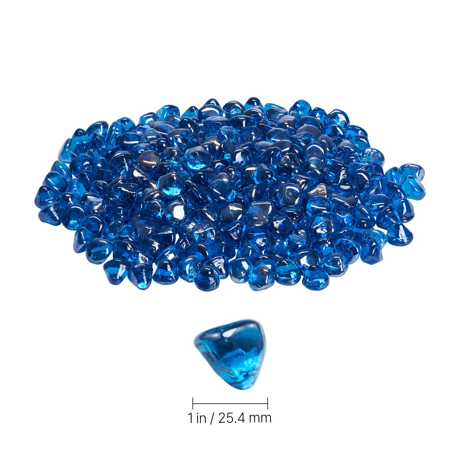 Uimoso 10 lbs Caribbean Blue Fire Pit Glass Rocks, 1-Inch for Fireplace Use