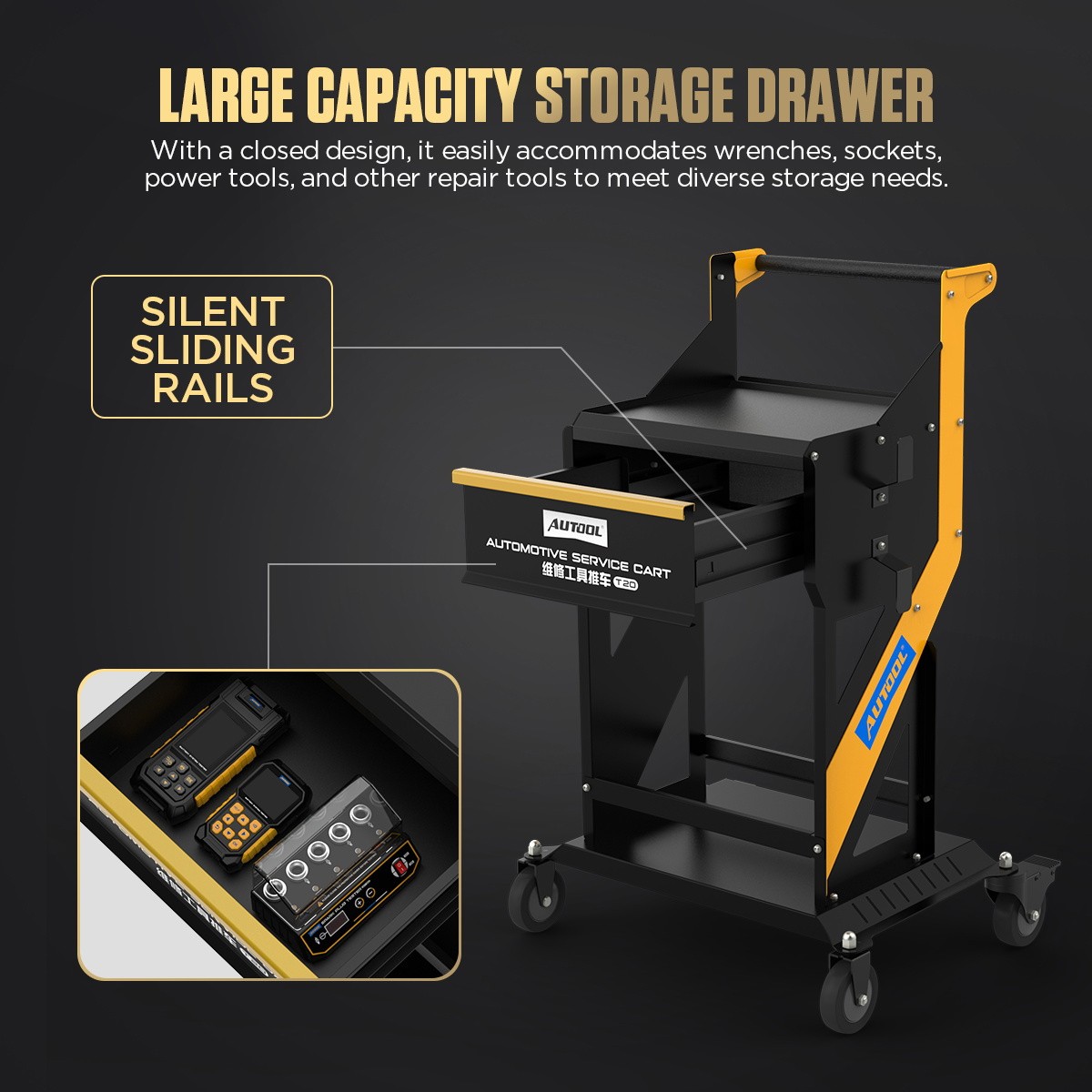 Rolling Tool Trolley Cart Storage Cabinet Car Diagnostic Service Workshop Garage