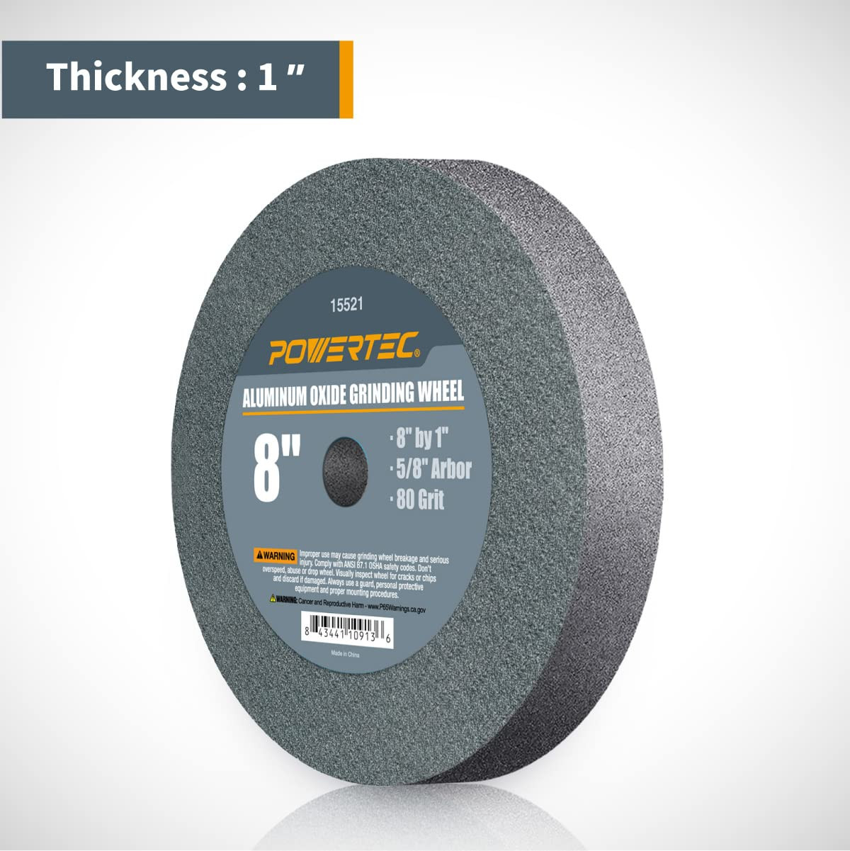 Bench Grinder Wheel 8 Inch 80 Grit, Aluminum Oxide Grinding 1" Thick 5/8" Arbor