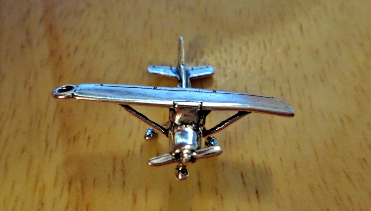 3D 28x23mm Cessna Airplane Travel Sterling Silver Charm