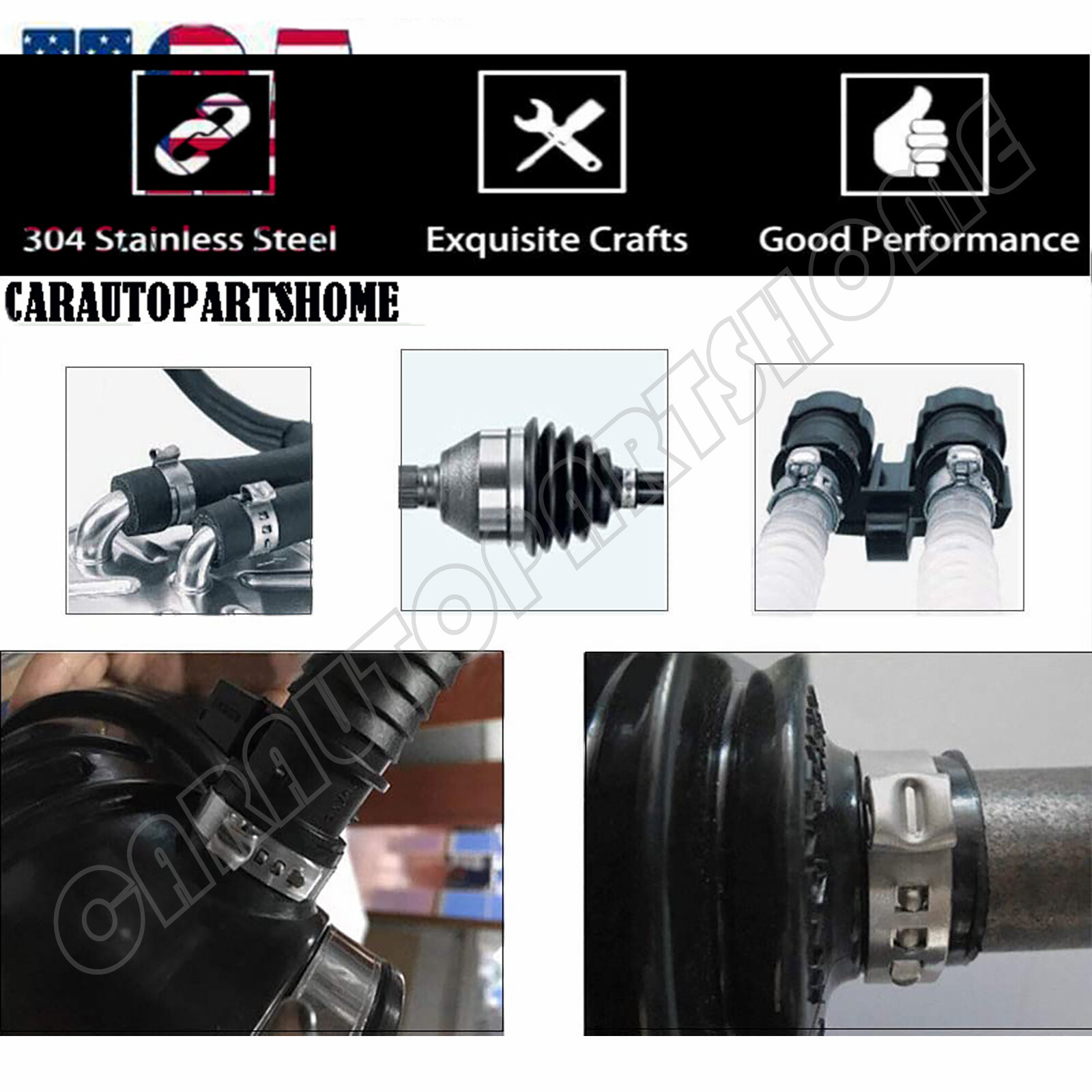 50Pcs 1/2" PEX Stainless Steel Ear Clamp Cinch Rings Crimp Pinch Fitting