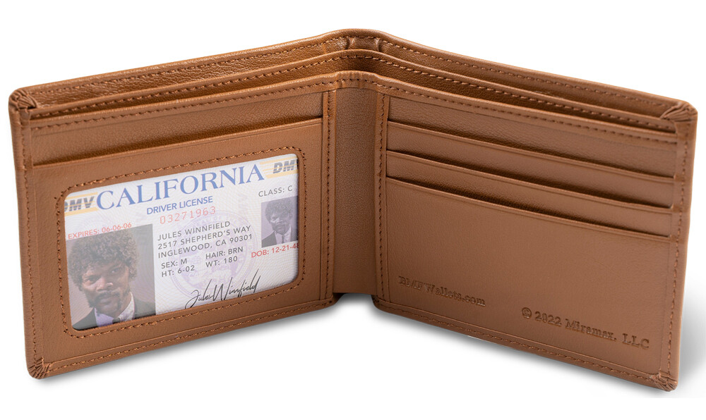 Brown Embroidered Bad Mother Fu**er Leather Wallet As Seen in Pulp Fiction