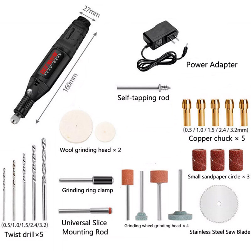 25pcs Variable Speed Rotary Tool Kit Accessories Grinding Sanding Polishing Set