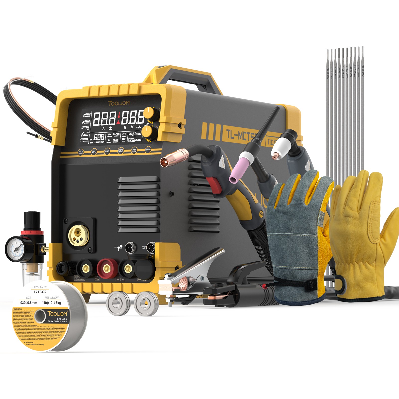 5-in-1 Pro MIG/TIG/Stick/CUT Aluminum Welder, 110/220V Dual, Spool Gun Ready