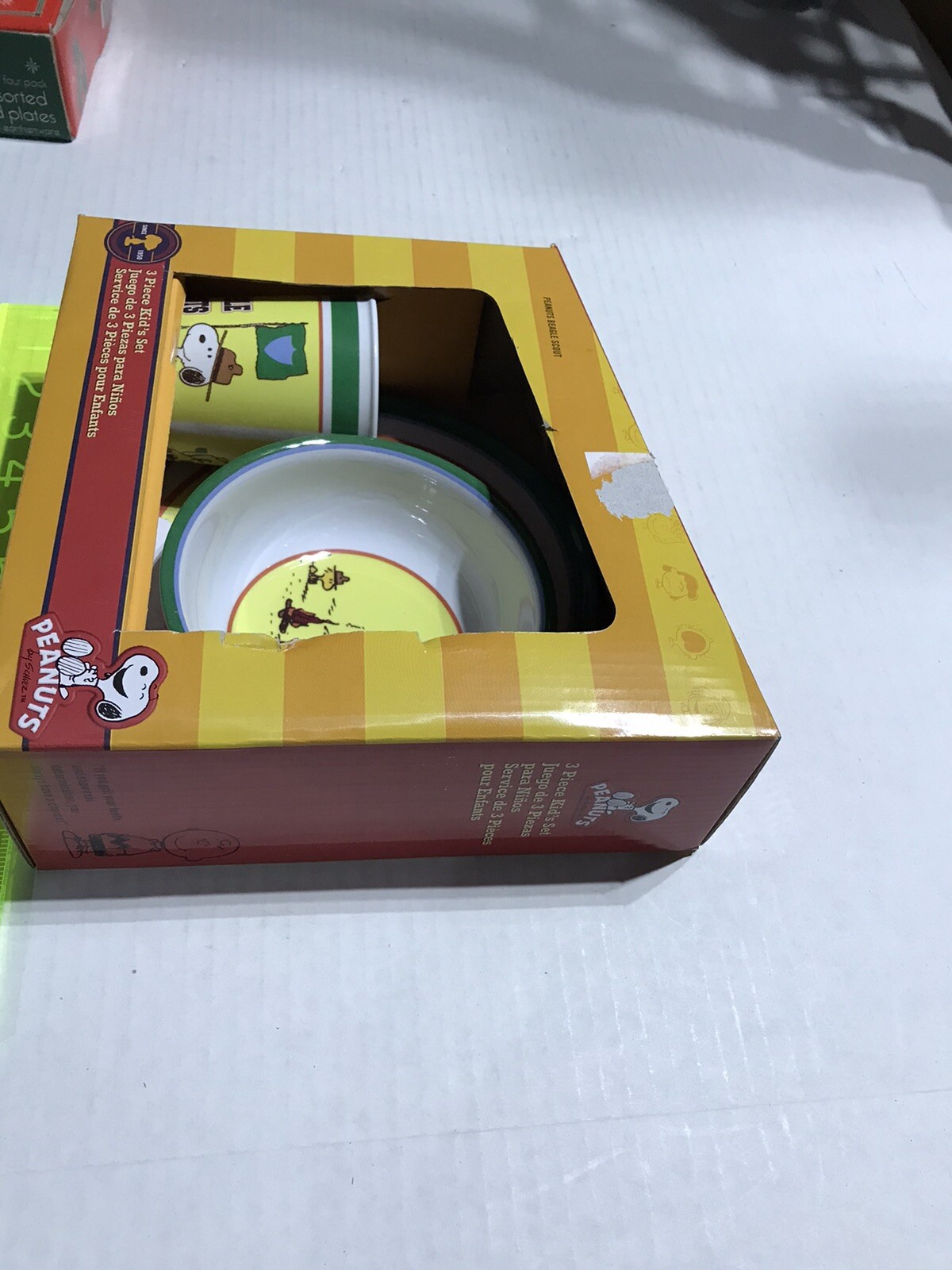 Peanuts Snoopy Beagle Scout 3 Piece Kid’s Set - Bowl, Plate, Cup - New