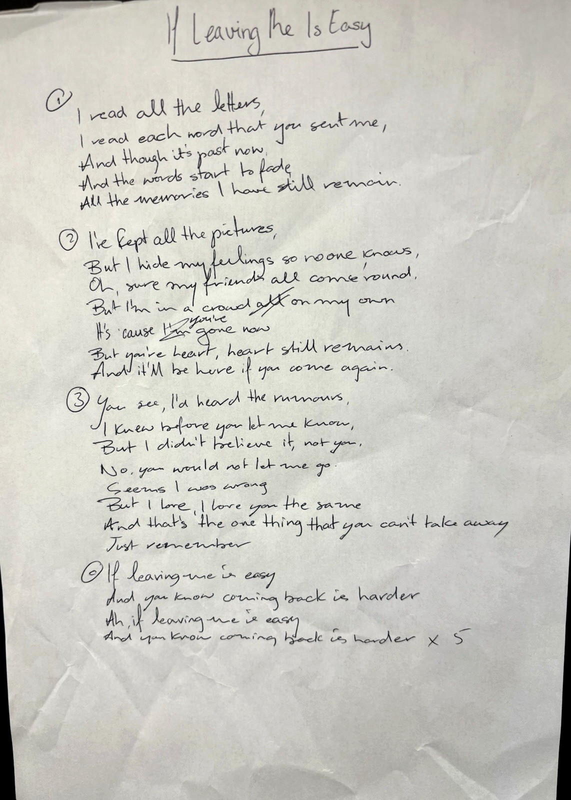 1981 Phil Collins Original Handwritten Face Value Song Lyrics w/ Signed Letter