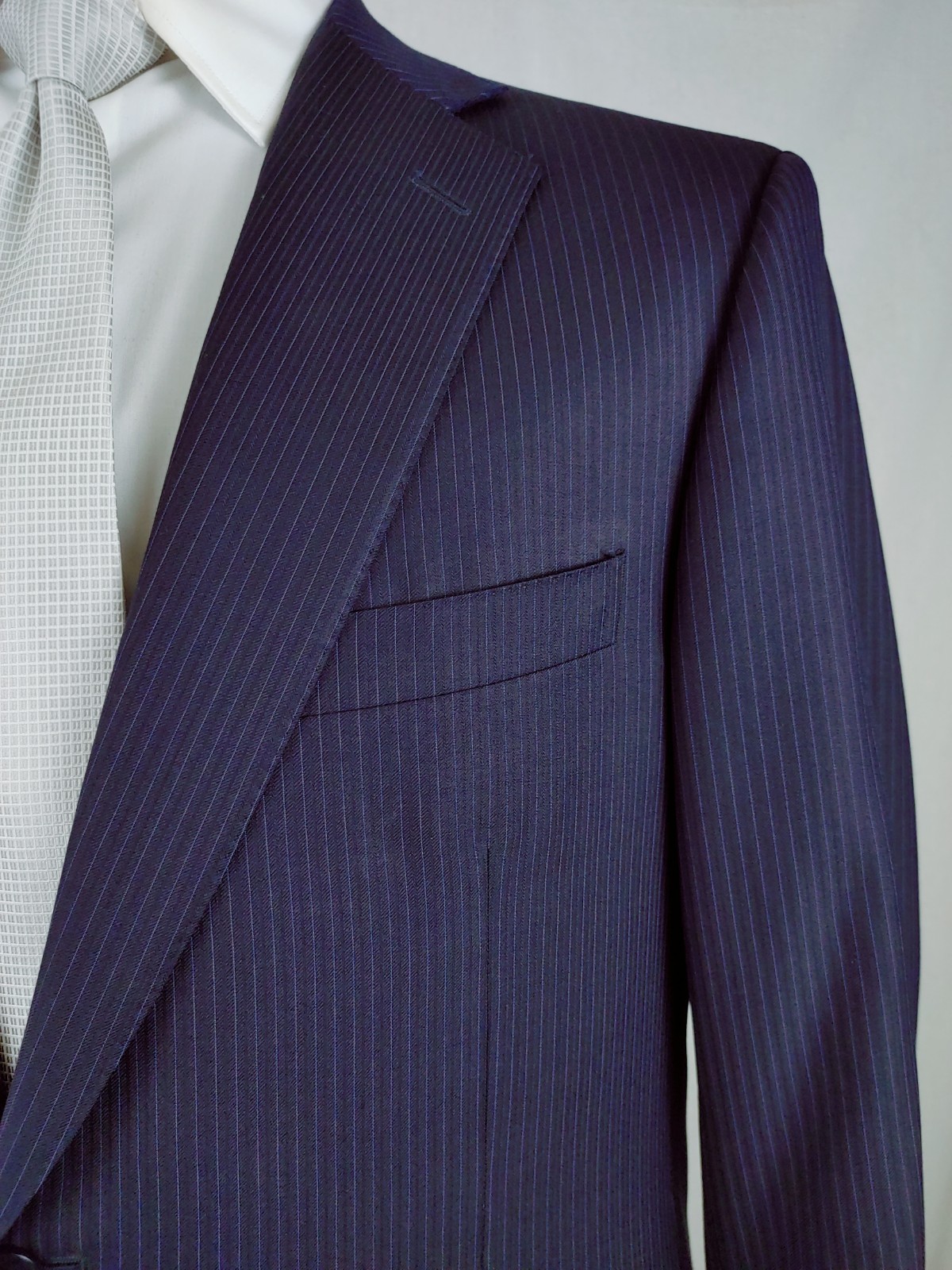 Ermenegildo Zegna Suit Jacket 42/44R Navy Blue Wool Pinstripe Italy Working Cuff