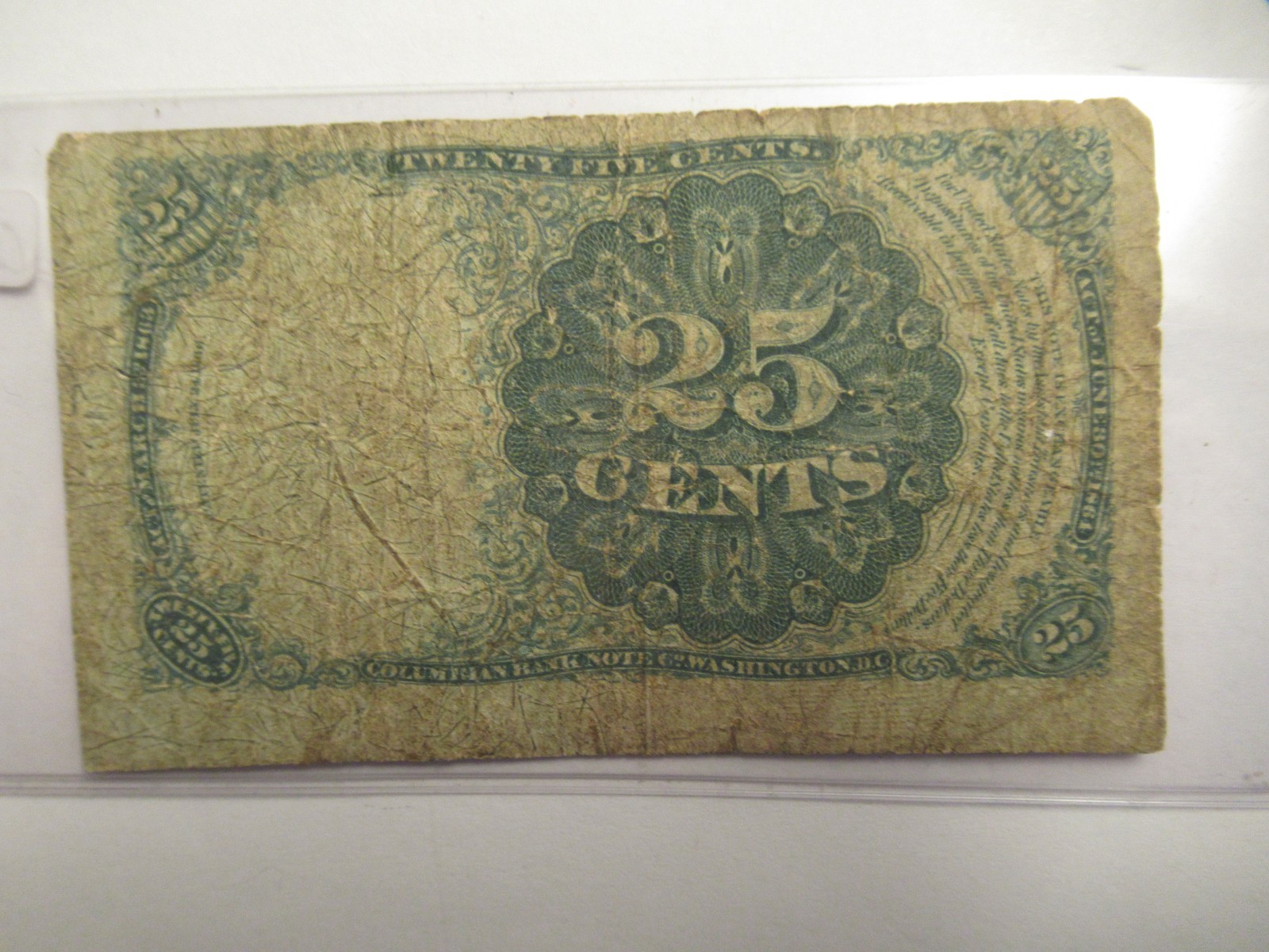 Series 1874 US 25 cent note, fractional note, obsolete note