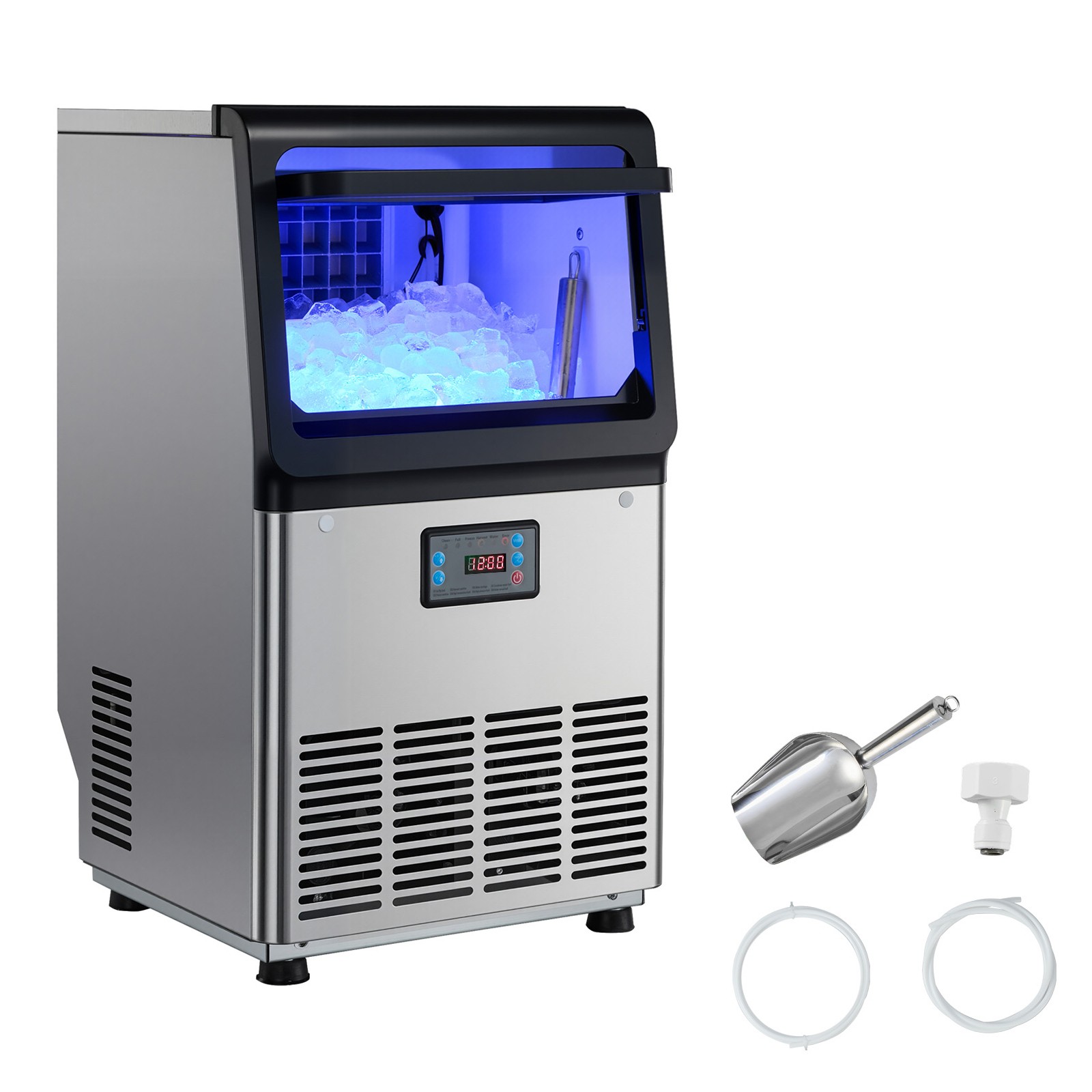 Uimoso Commercial Ice Maker 80 lbs/24h with 13lbs Storage for Bar and Restaurant