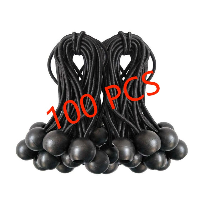 6" Ball Bungee Bungie Cord 100Pcs Black Heavy Duty Canopy Tarp Tie Downs *