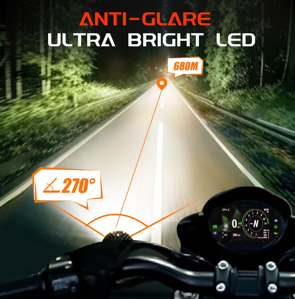 2x 6" Laser LED Motorcycle Driving Fog Spot Light Auxiliary Lamp White+Amber DRL