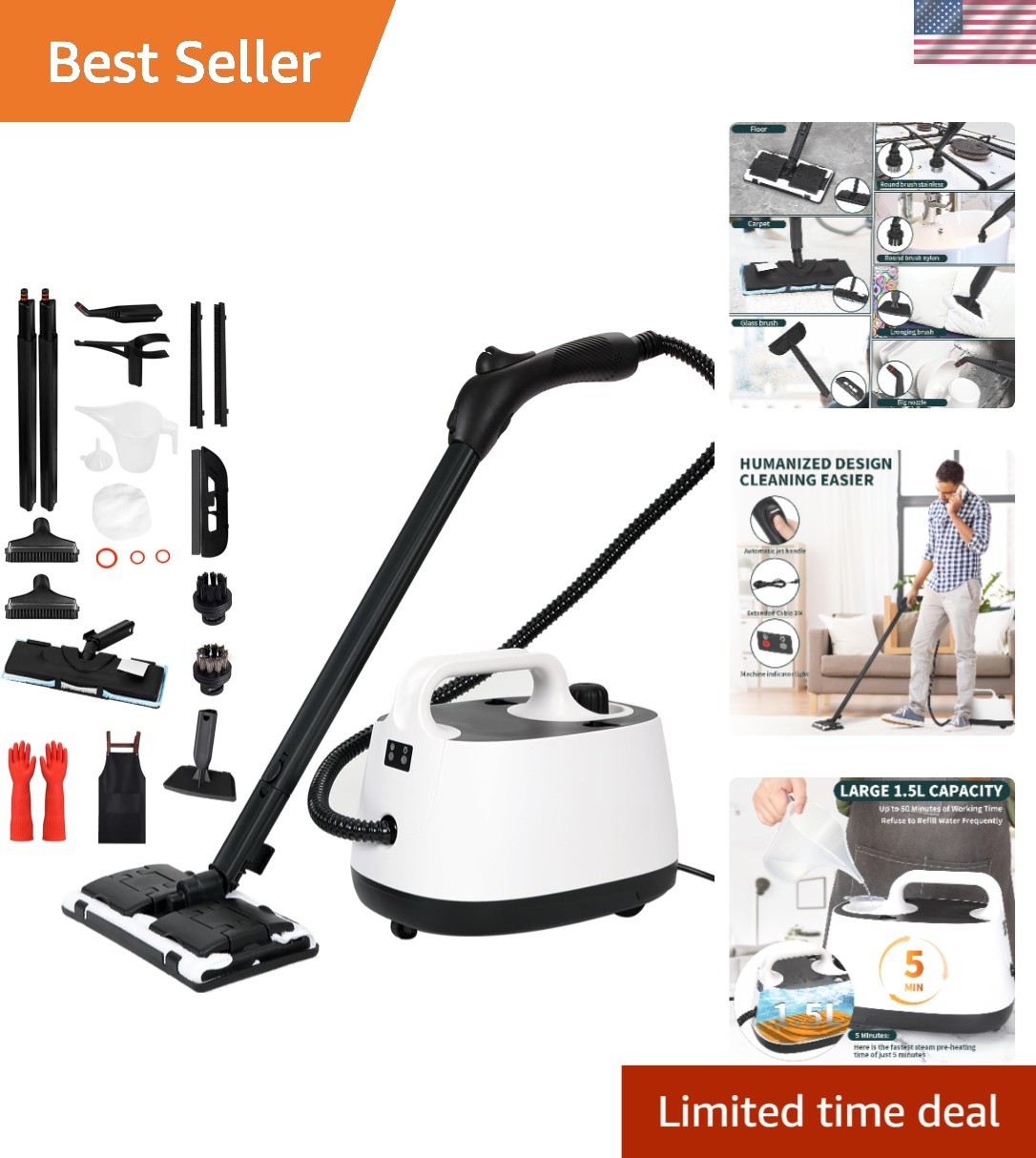 Steam Cleaner Heavy Duty Multi Purpose Steam Cleaner for Carpet Floors Window...