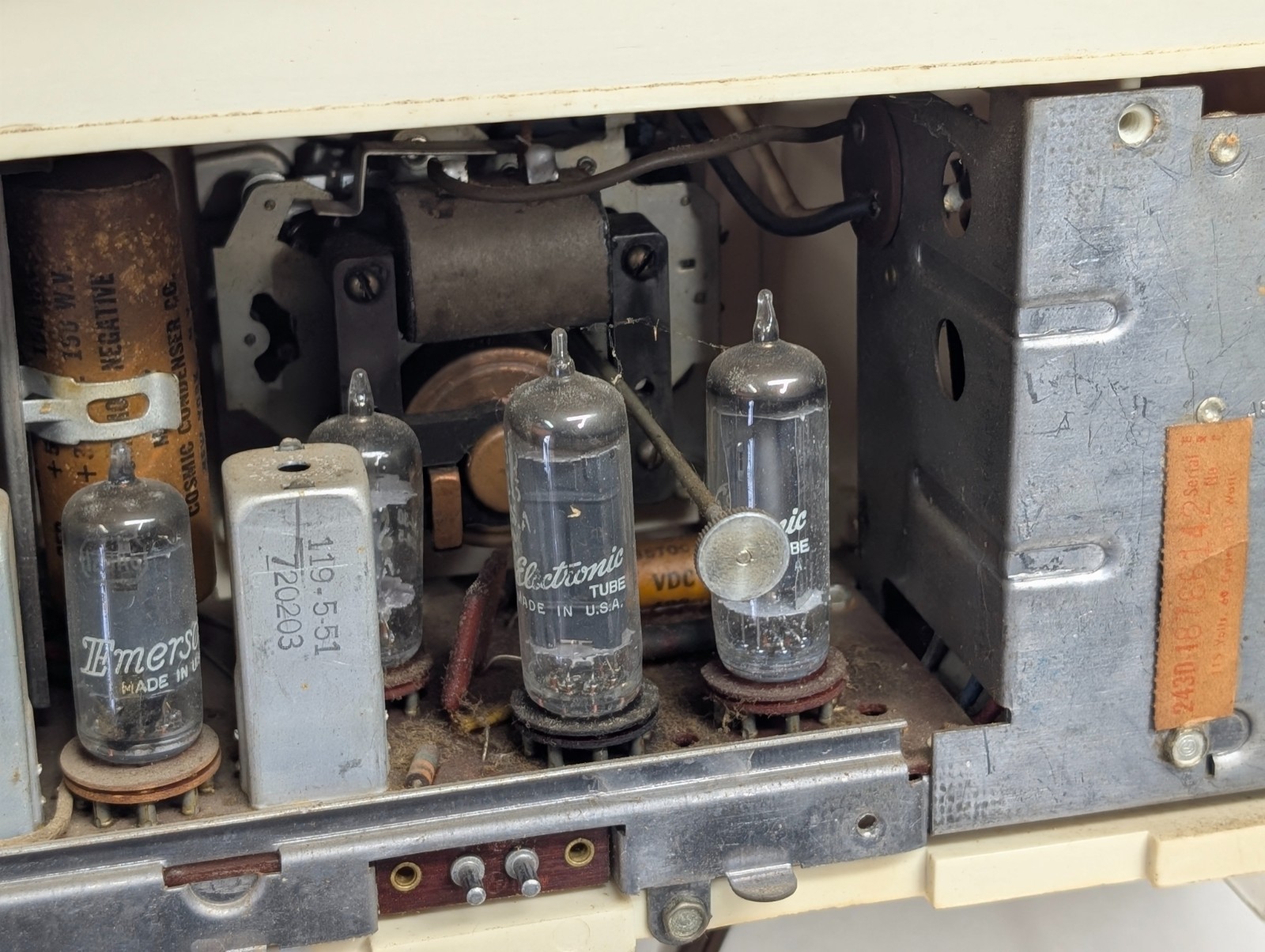 Vintage Emerson Clock Tube Radio Model 826 Series D Telechron Alarm Movement