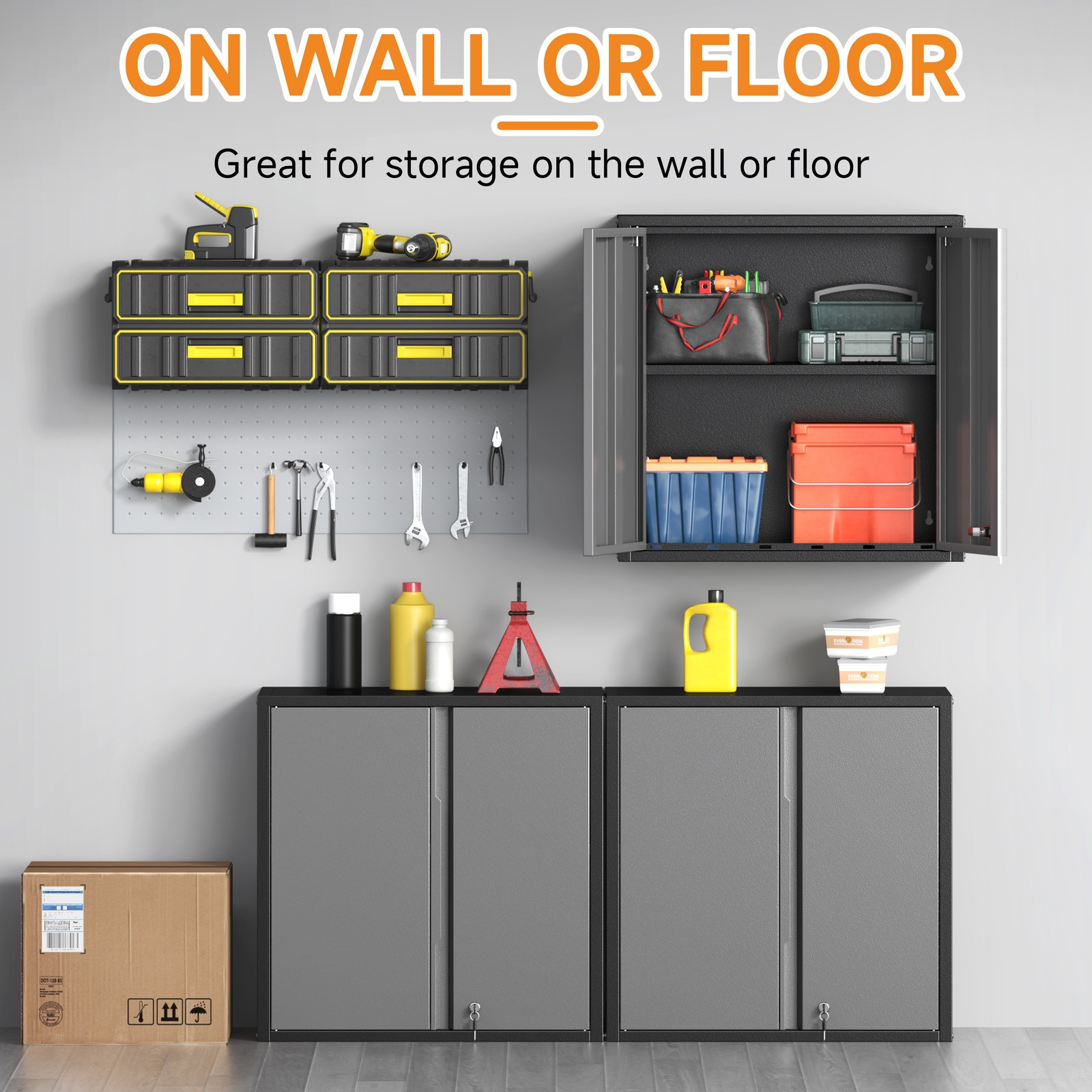 Wall Tool Chest Wall Mounted Tool Box Lockable Tool Storage Cabinet For Garage