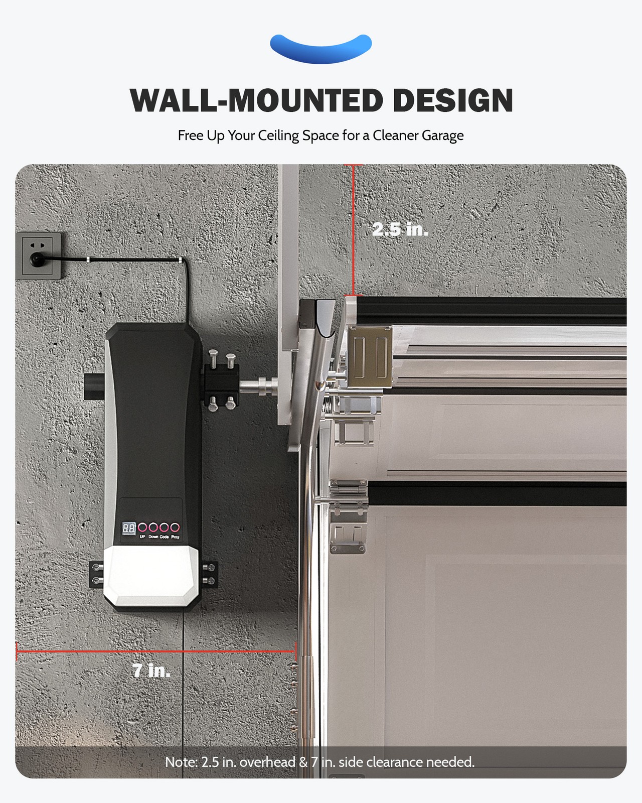 ZUMI Wall Mount Automatic Garage Door Opener w Remote Controls Infrared Sensors