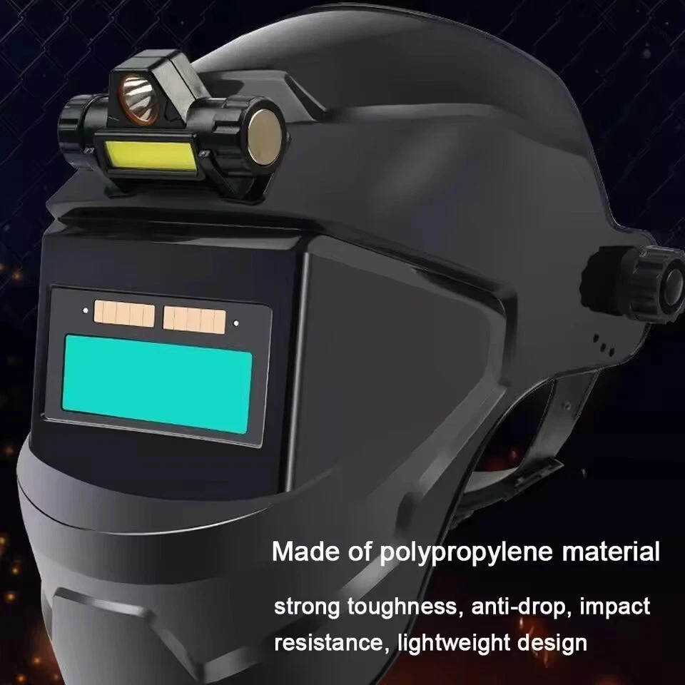 Solar Powered Auto Darkening Welding Helmet - Large View, True Color, High Temp