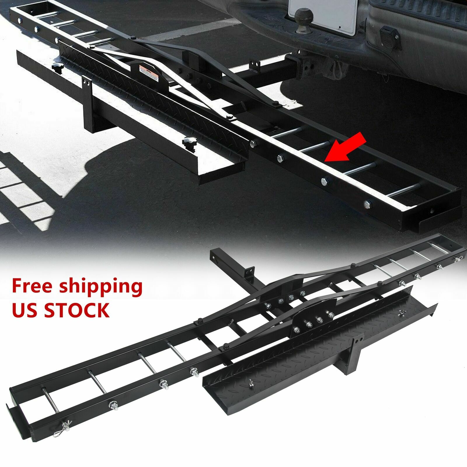 Steel Motorcycle Scooter Dirt Bike Carrier Hauler Hitch Mount Bike Rack Ramp