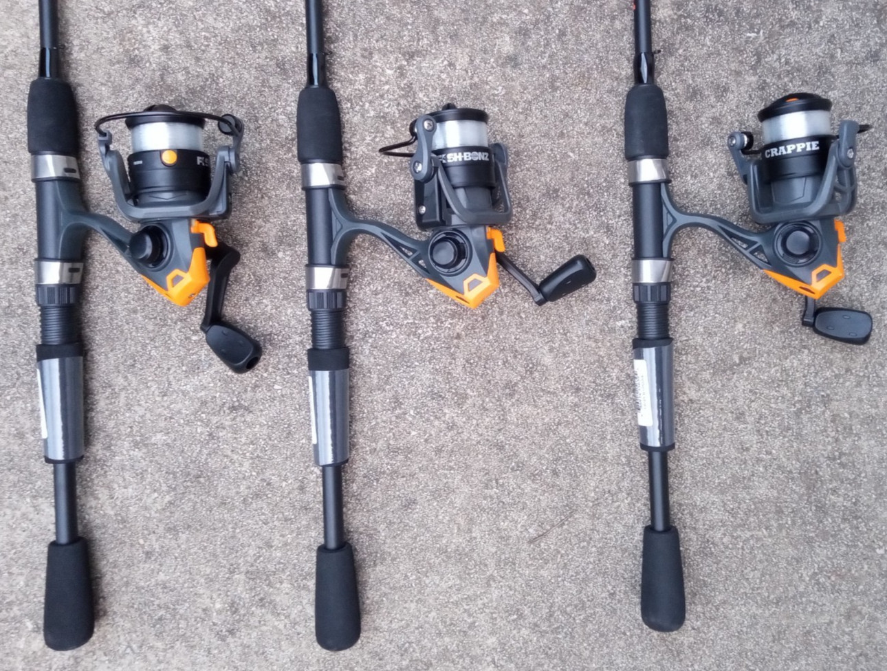 lot of 3 Fish Bonz Crappie 5-foot rod & spinning Reel w/line 2-piece ultra light