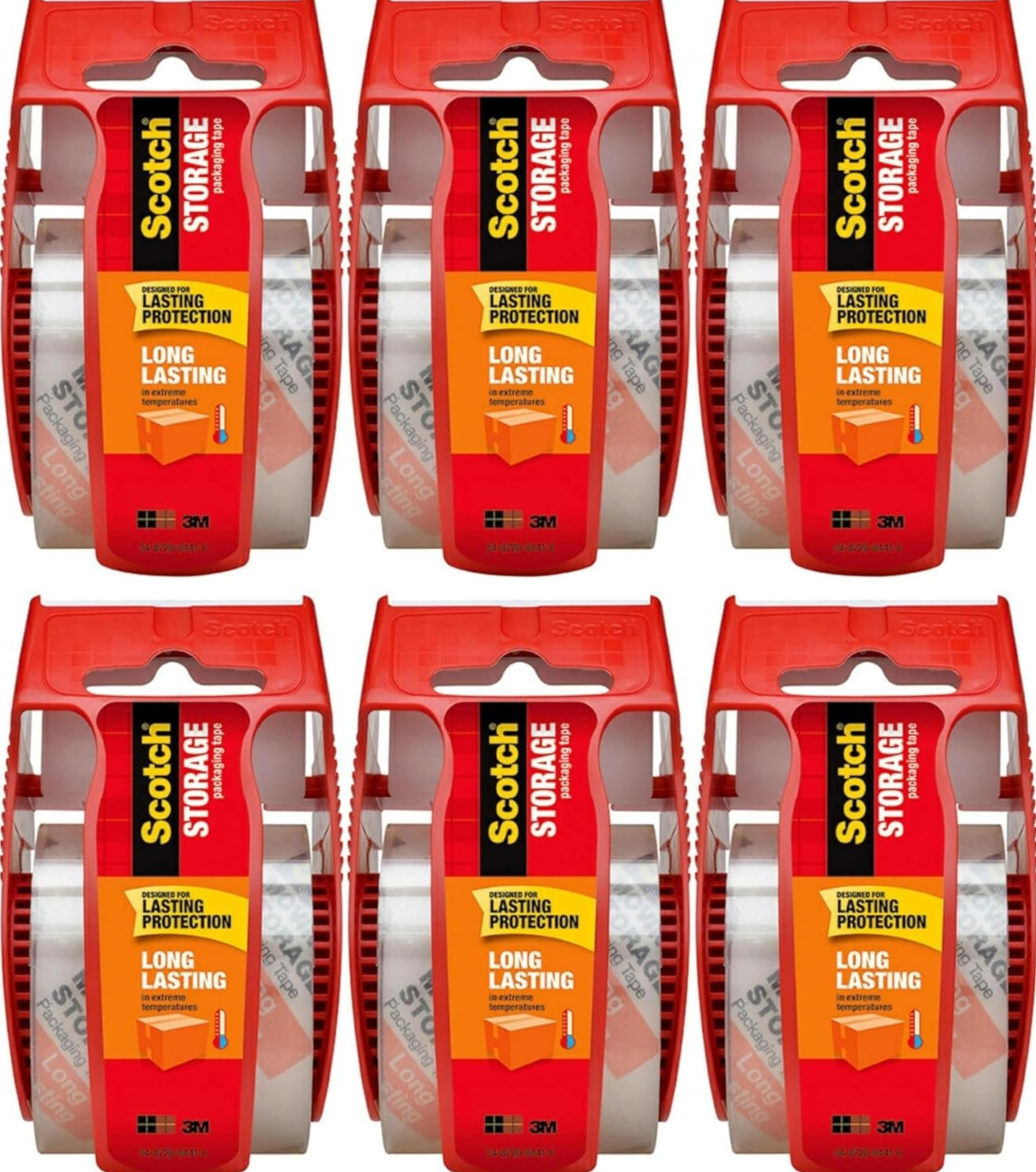 Pack of 6 - Scotch Storage Packing Tape with Dispenser, 1.88 in x 22.2 yd Rolls