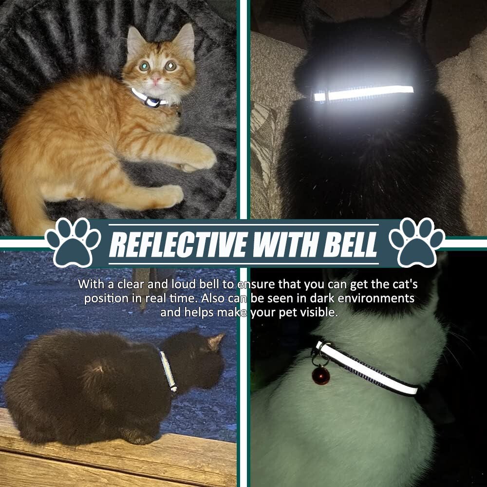 AirTag Cat Collar Reflective Air Tag Dog Pet Collar with Bell Breakaway Safety