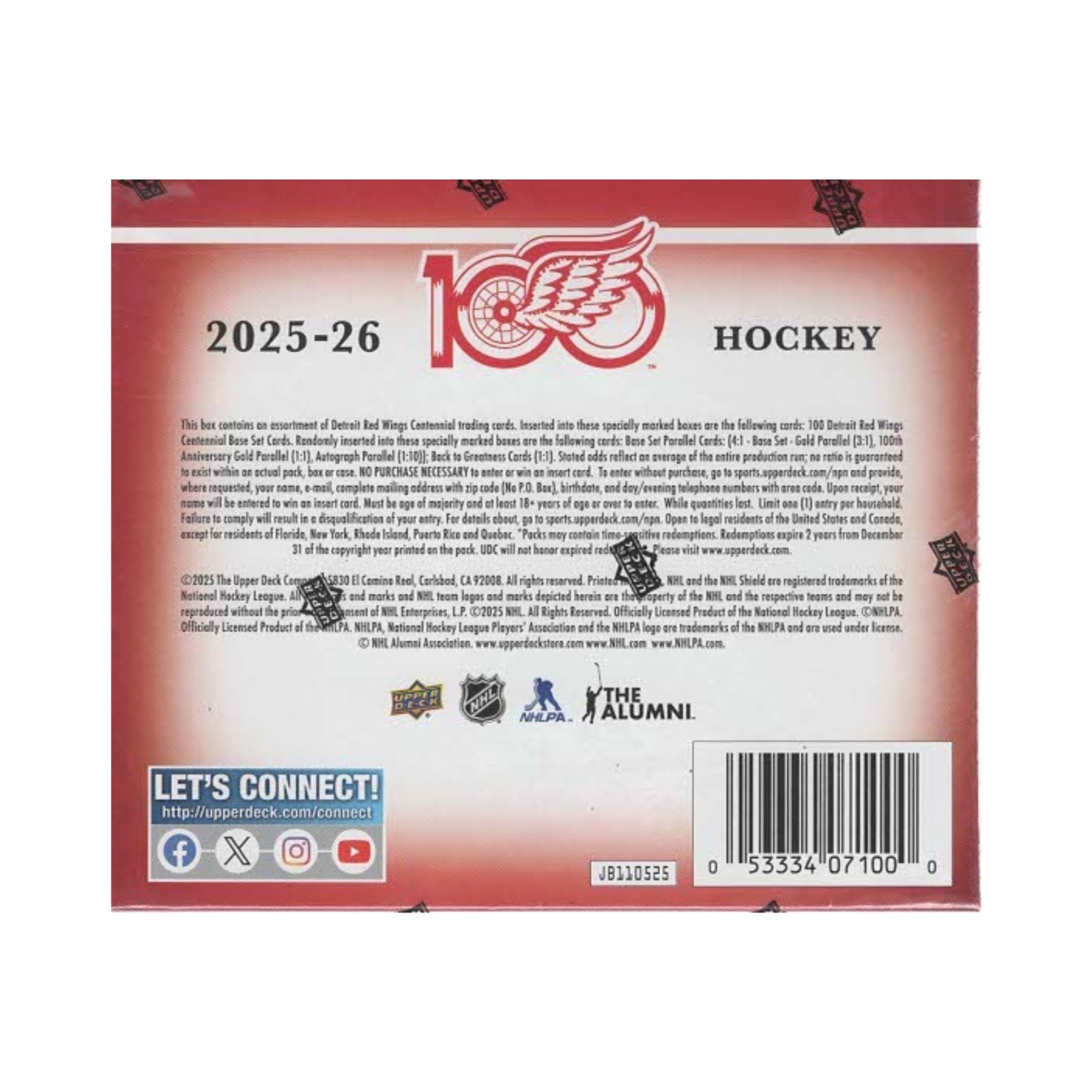 2025-26 Upper Deck Detroit Red Wings Centennial 105Ct. Hockey Box Set | Sealed