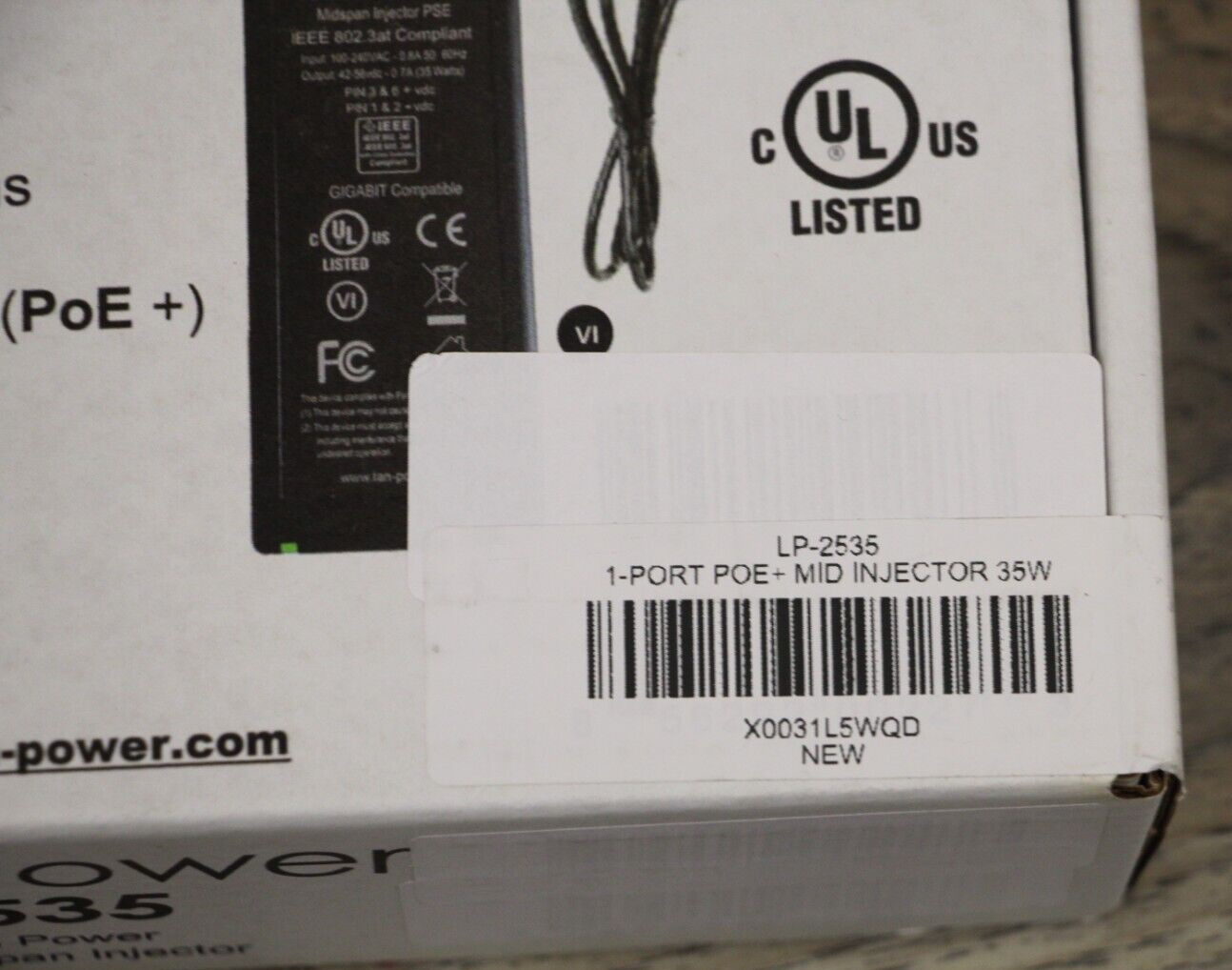 NEW LAN Power Single Port High Power/PoE Plus Midspan Injector LP-2535