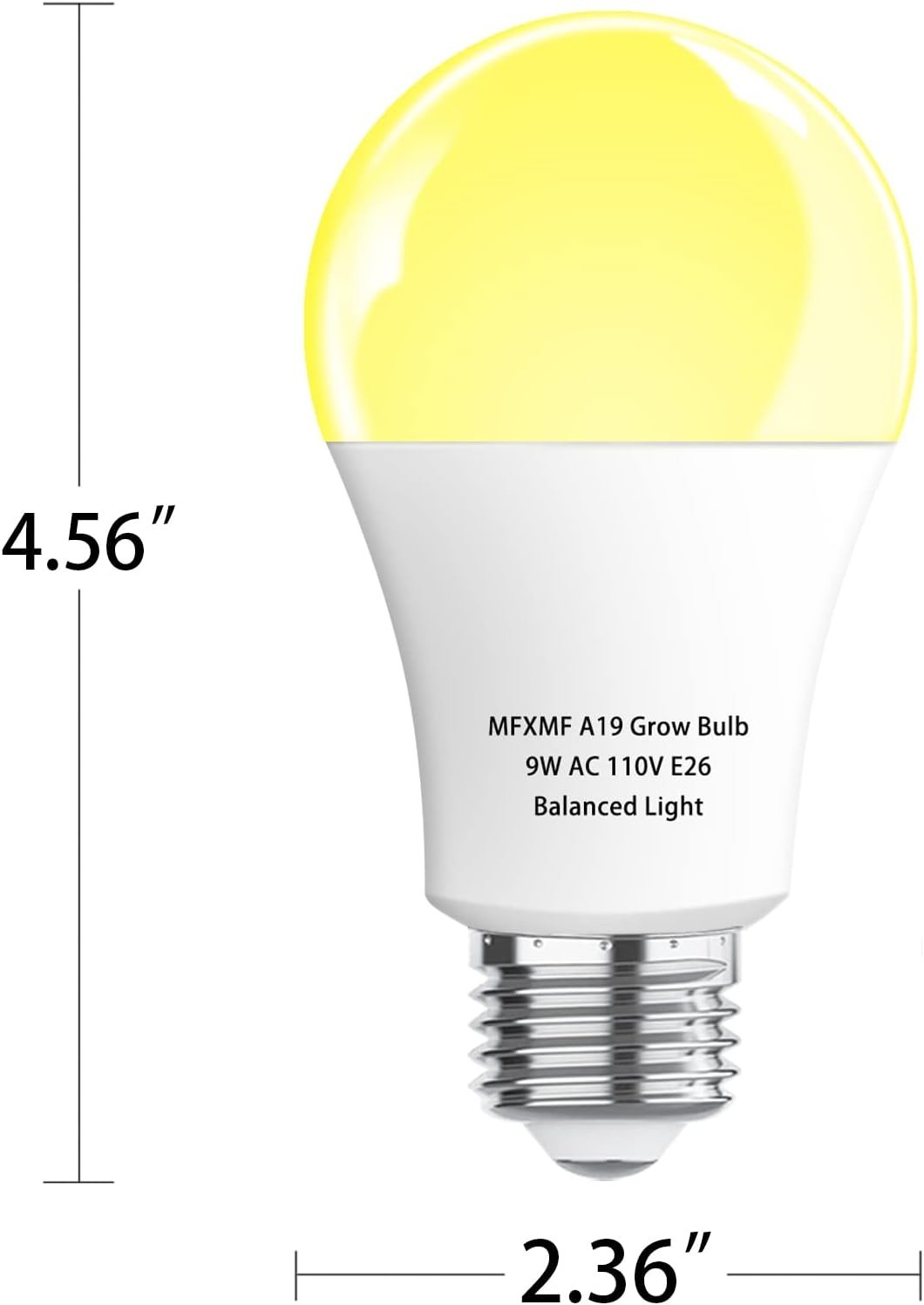 2 Pack LED Grow Light Bulbs A19 Bulb, Full Spectrum Plant Light Bulb, 9W E26 Gro
