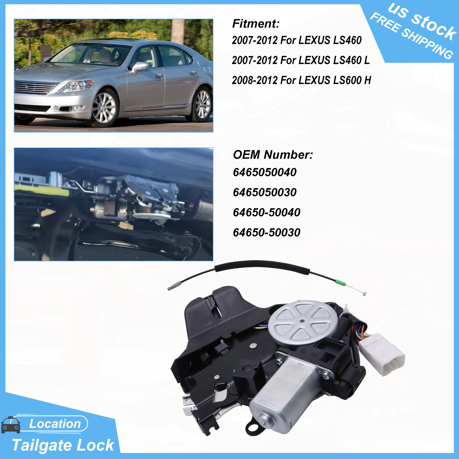 Tailgate Lock Trunk Latch Actuator Motor For Lexus LS460 LS600H 6465050040