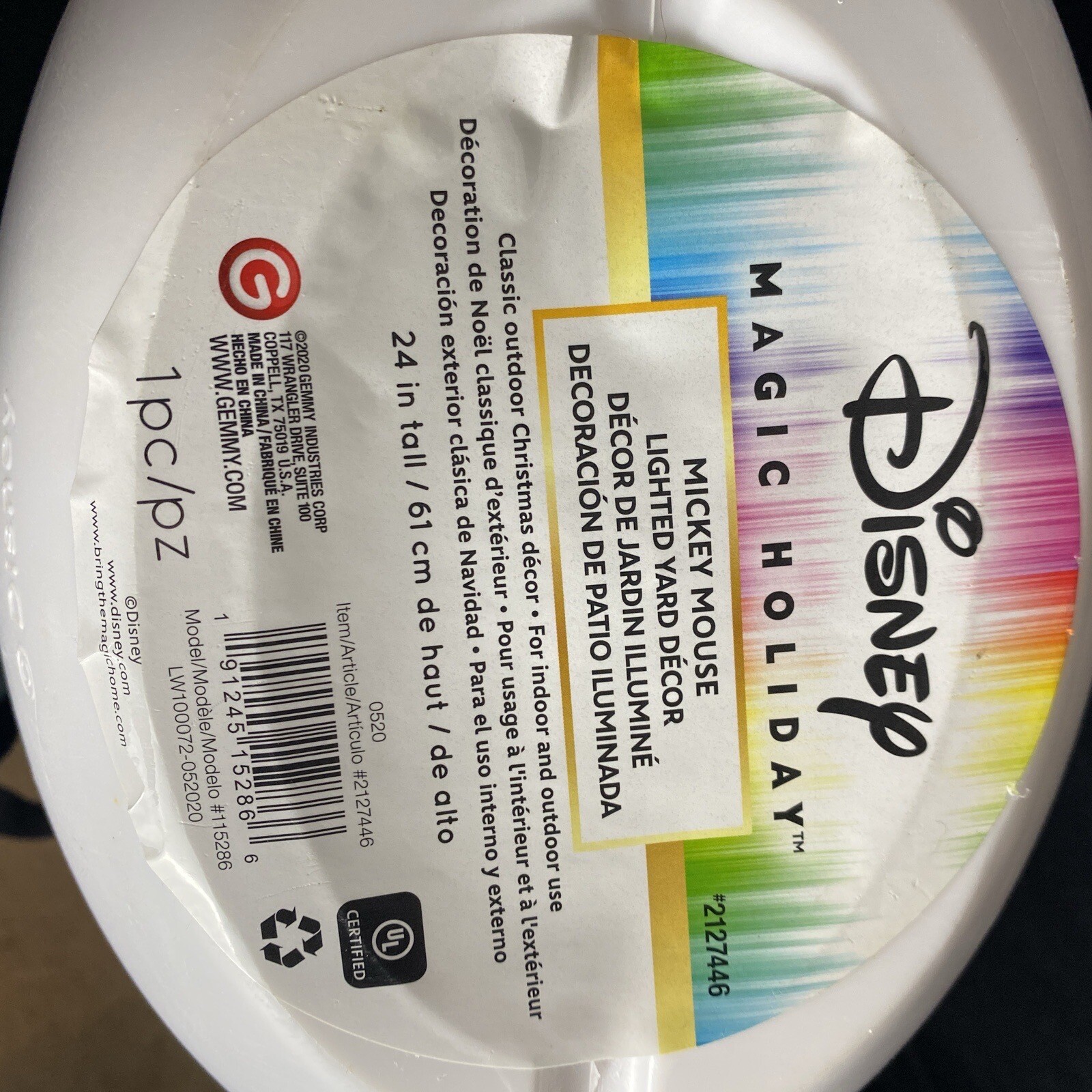 Disney Blow Mold Mickey Mouse Snowman White 23 Inches Christmas 2020 Lighted