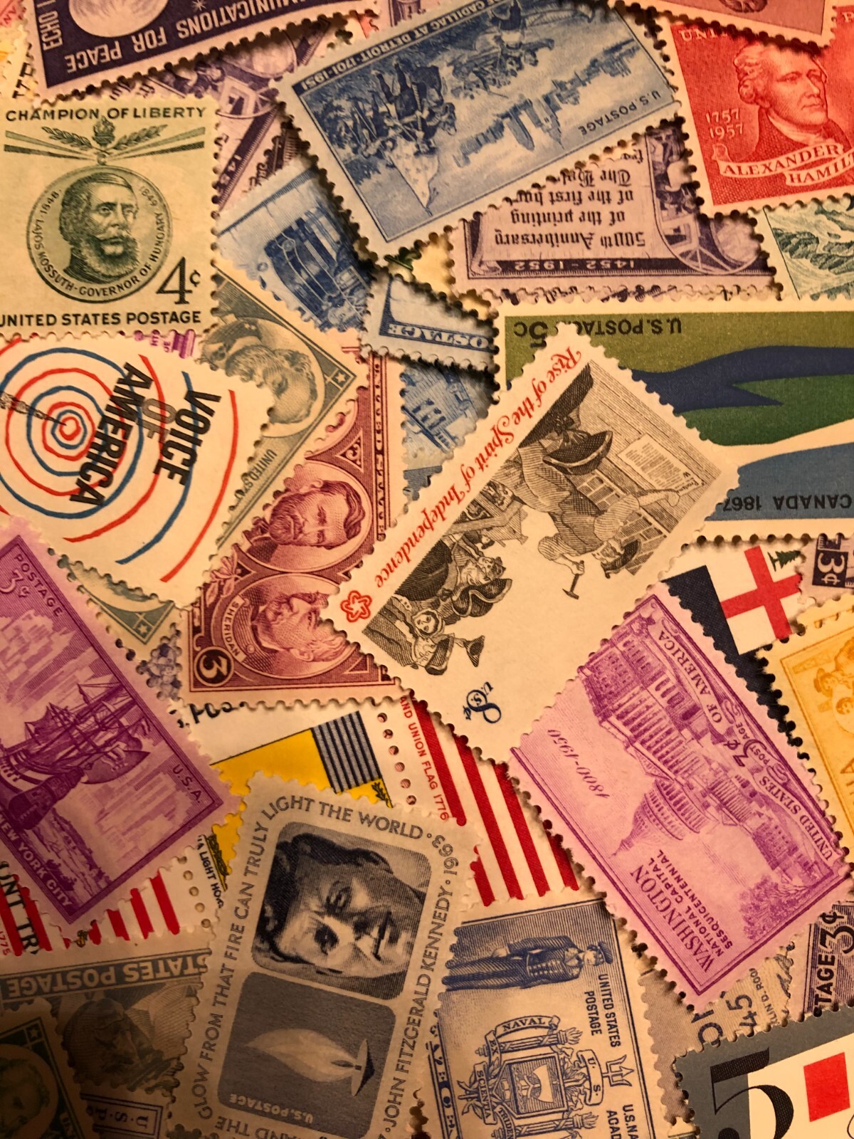 LOT OF 50 UNIQUE UNITED STATES COMMEMORATIVE STAMPS, MINT NH - NO DUPLICATES!