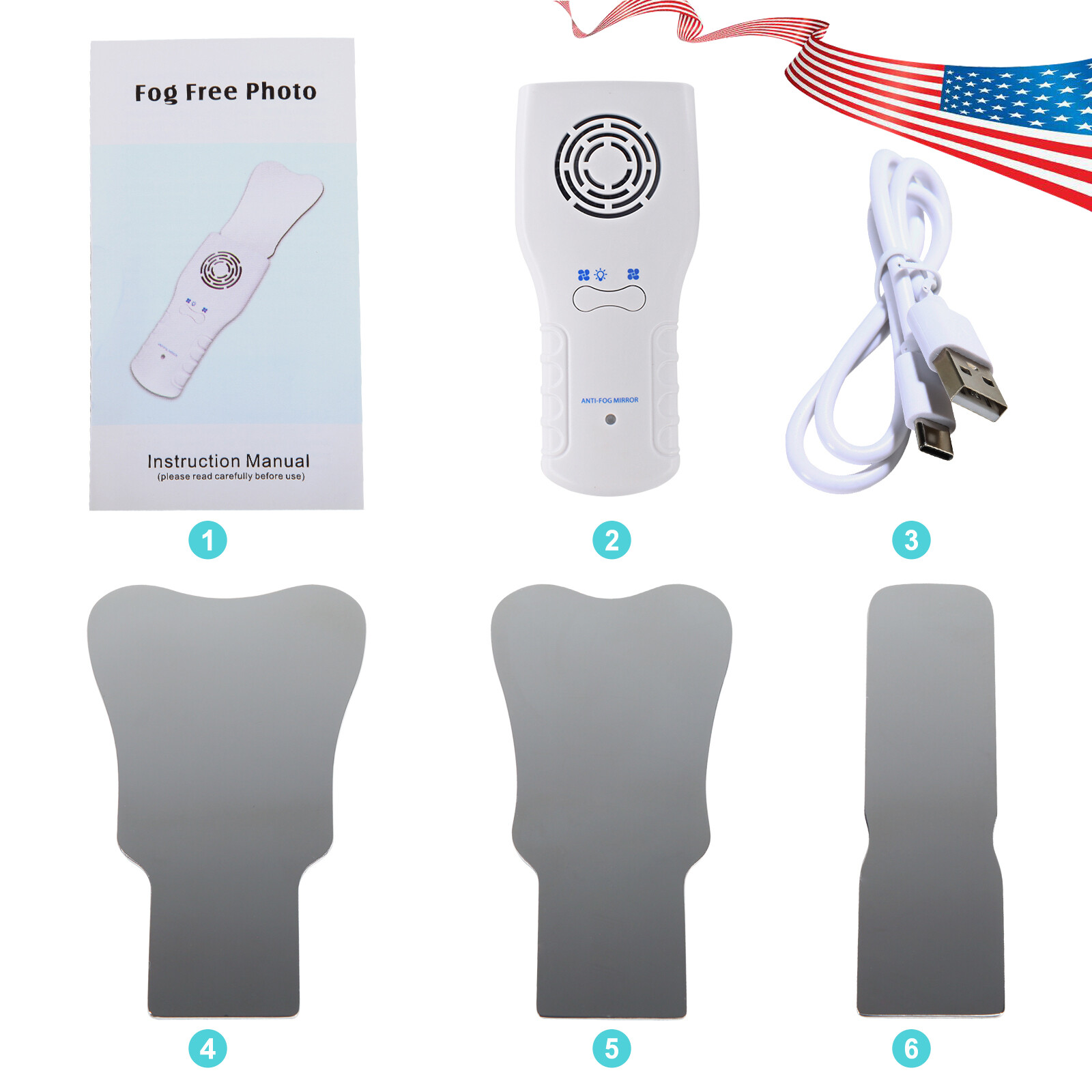 Dental Occlusal Mirror Fog Free LED Intra Oral Photo System 3 Mirrors Anti-Fog