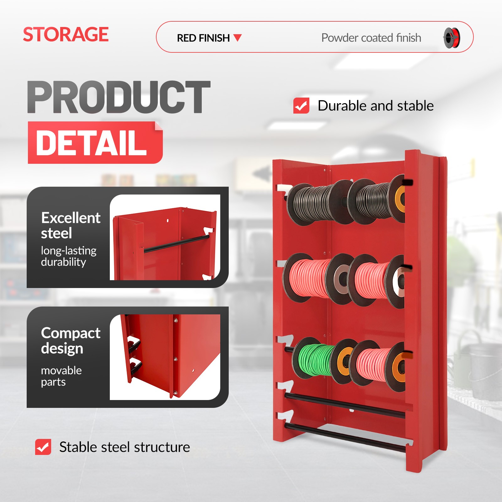 13.7X26X6" Wire Spool Holder Wall-Mounted Dispenser for Electrical Industrial