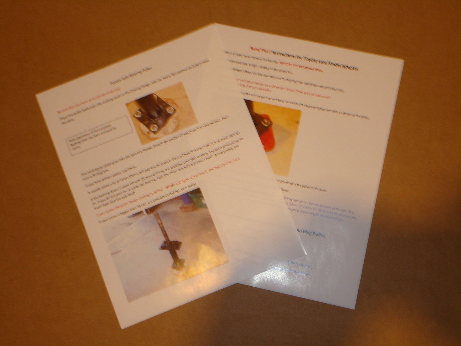 Rear Axle Bearing Puller, Tone Ring Tool /Installer Toyota 4Runner 12 TON PRESS