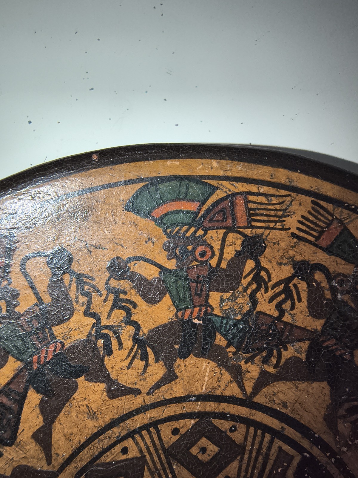 Chinchero Cusco Peru 6" Hand Painted Wall Hanging Plate With Llama & Dancing Men